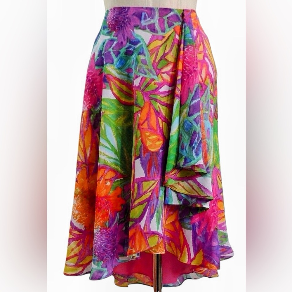 Lauren Ralph Lauren New Women's Floral Multi-Color Faux Wrap Midi Skirt 8P